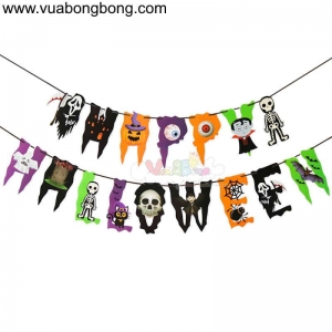 Banner dây cờ HAPPY HALLOWEEN bằng giấy mẫu 02